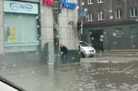 Heroic Man Rescues Kitten Stranded in Flood Waters