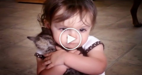 Little Girl Really Loves Her Tiny Sweet Kitty