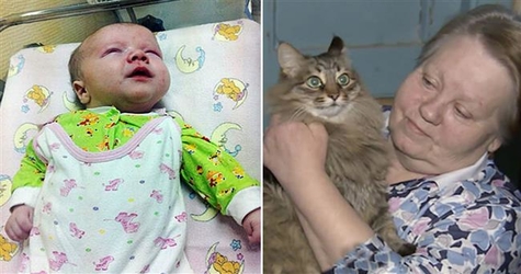 cat rescued abandoned baby