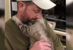 Shy Cat Waiting For Adoption, But When She Sees Her New Daddy She Wraps Her Arms Around Him
